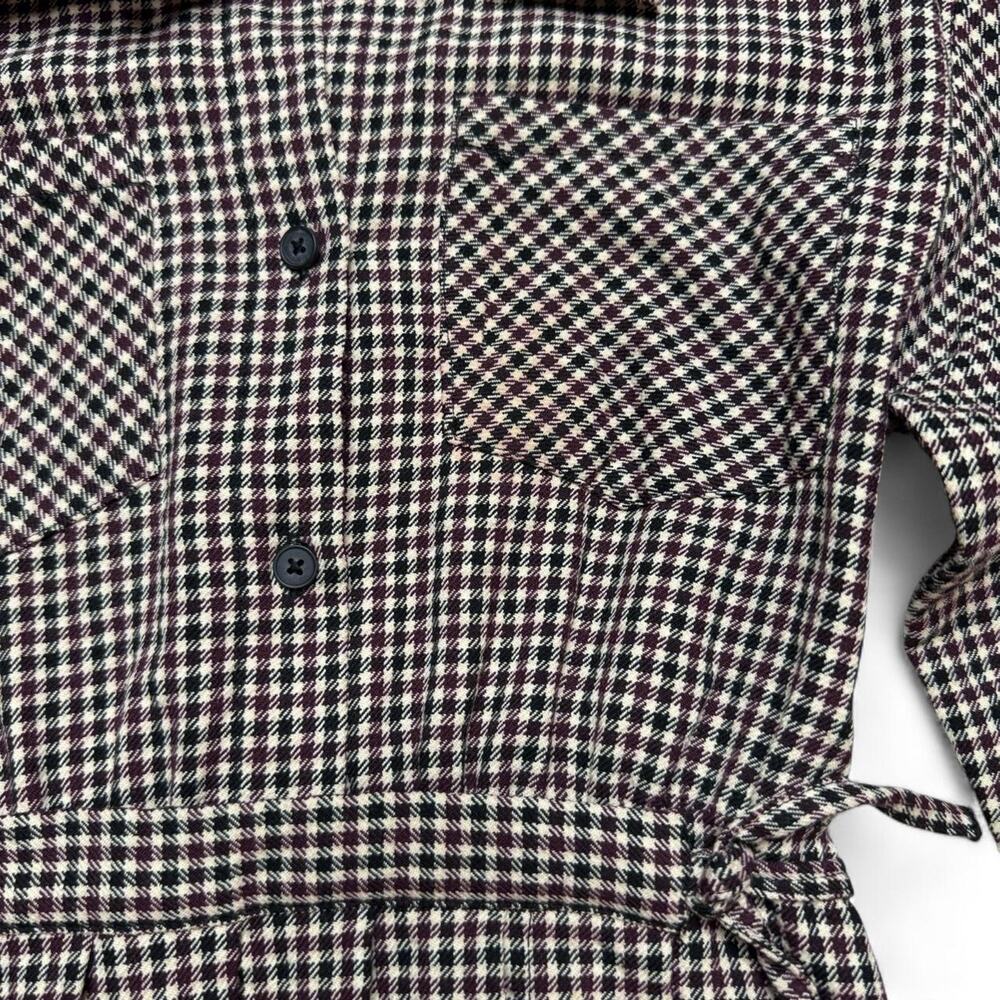 Zara Girls Maroon Houndstooth Pleated Dress 9 - Picture 4 of 10
